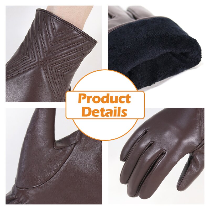 Women's Winter Gloves Supplier - Hot Selling Coffee Breathable Touch Screen Warm Short Fur Lining
