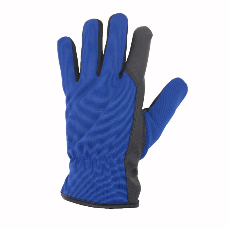 Customized Mechanical Gloves Factory - Leather Palm Comfortable Blue Spandex Back Screen Touch
