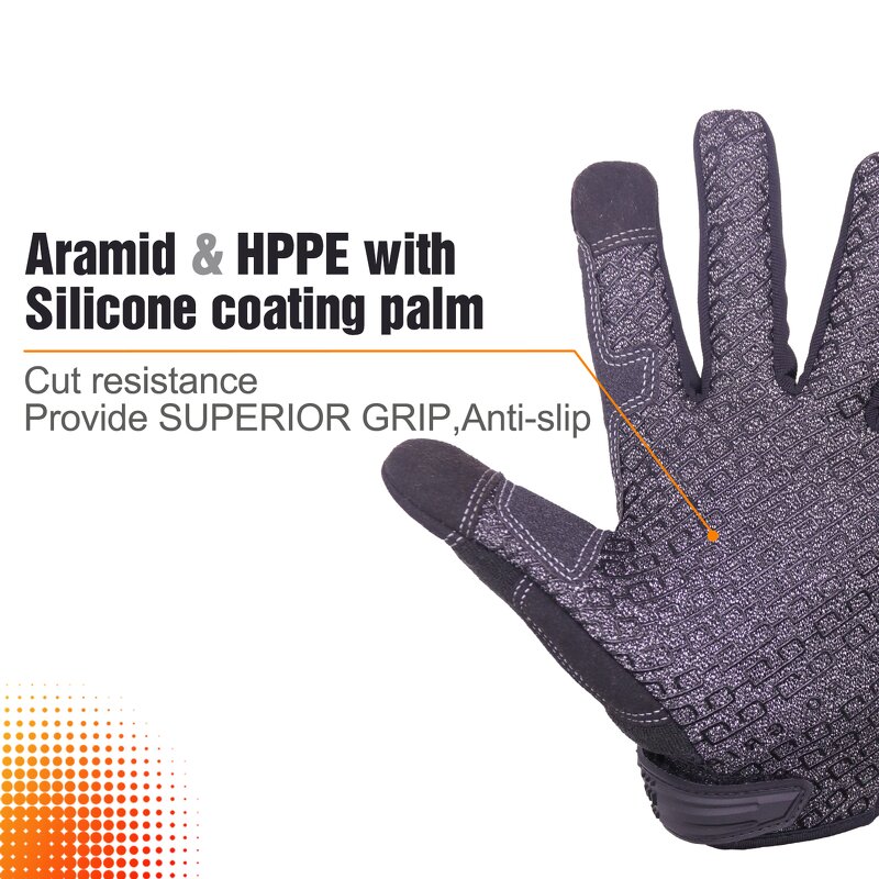 Industrial Mechanic Gloves Supplier - Cut Resistance Level 5 Silicone Coating Super Grip Palm