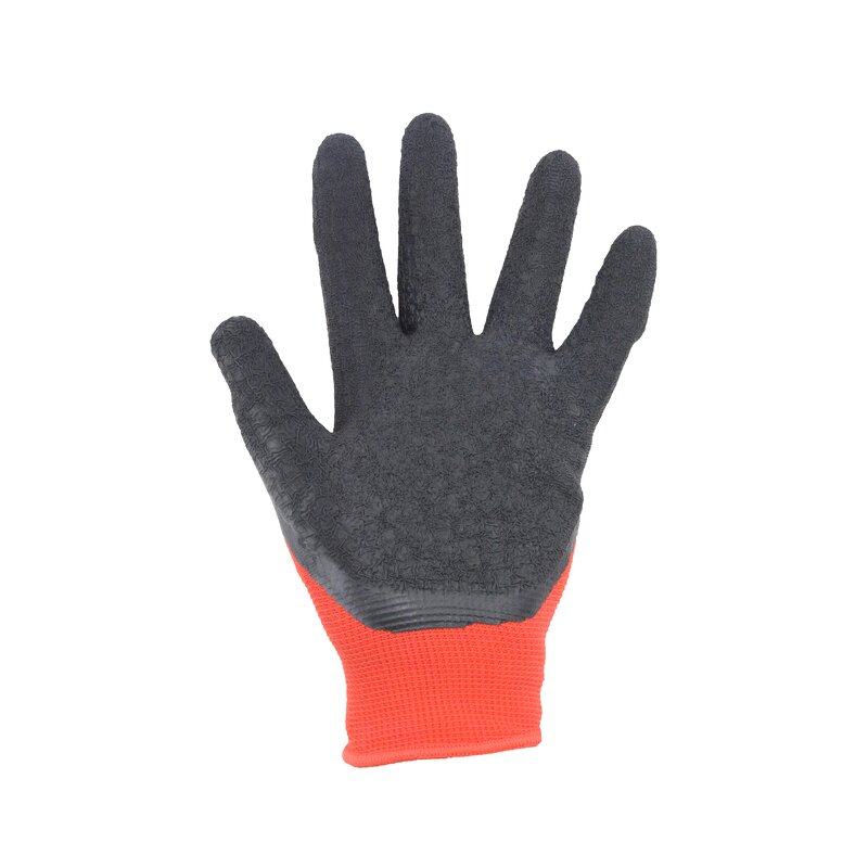 Gardening Gloves Supplier - Red Polyester Children Latex Wrinkles Safety Protective Knitted