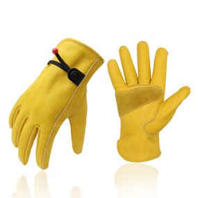 Cowhide Work Gloves Manufacturer - Yellow Custom Grain Reinforced Palm Driver Construction