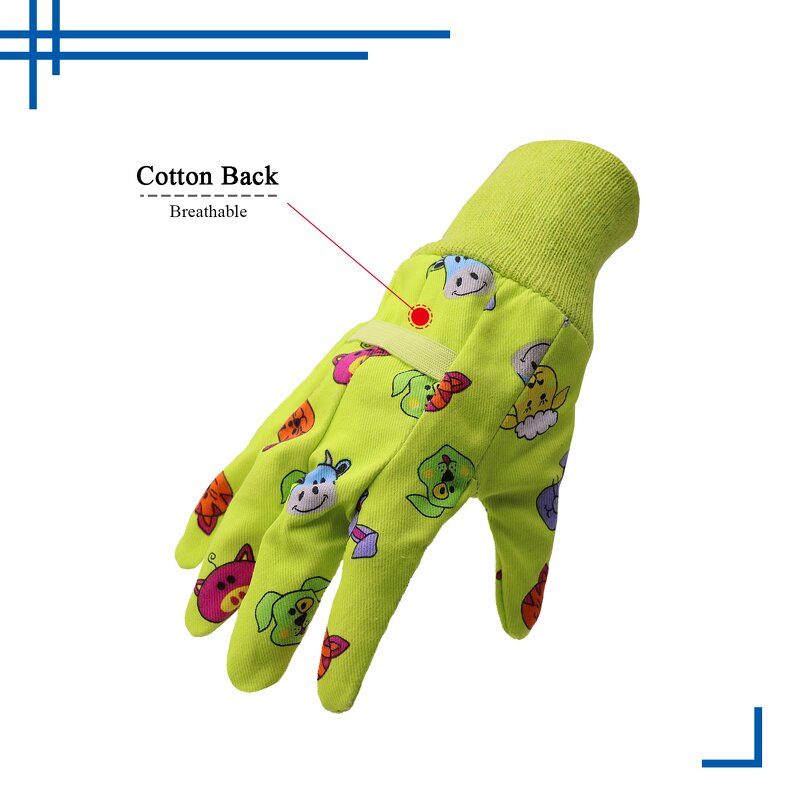 Kids Garden Gloves Factory - OEM ODM Breathable Flexible Cotton Colorful Lovely Printing Design Outdoor