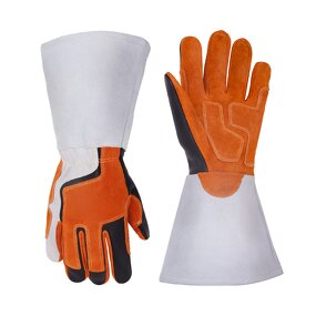 Welding Glove Supplier - Hot Seller Split Deerskin Cotton Cowhide Reinforce Welder Gauntle