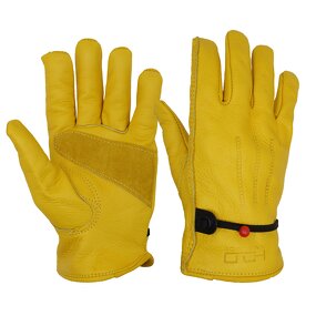Cowhide Work Gloves Manufacturer - Yellow Grain Adjustable Reinforced Palm Forklift Truck Construction