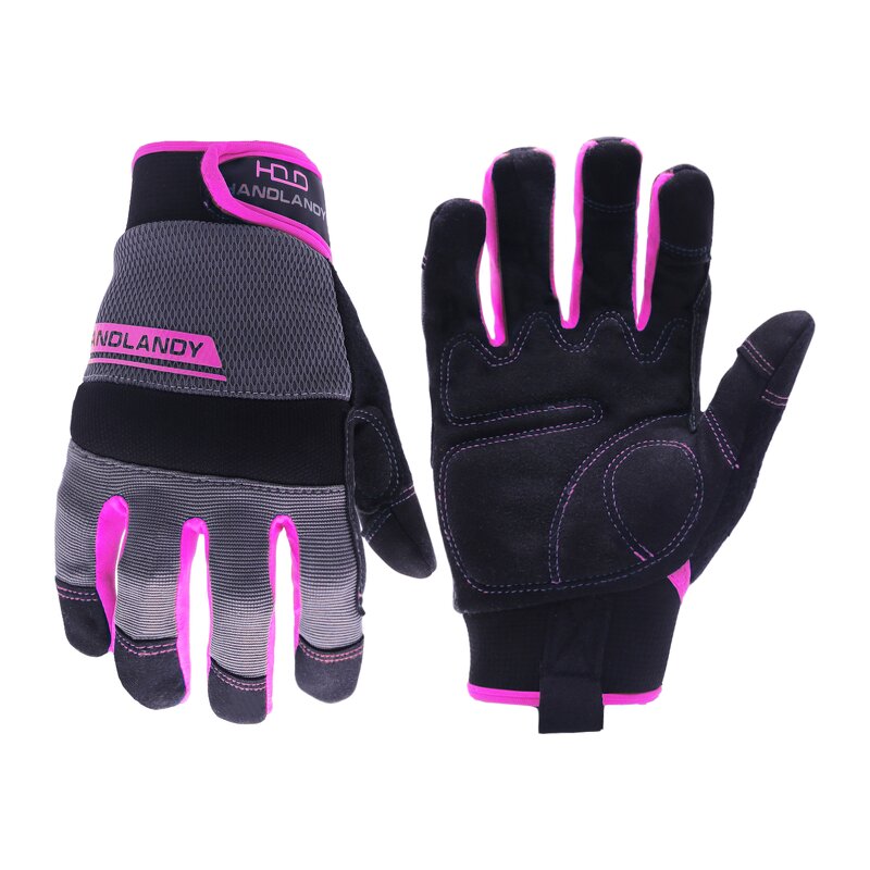 Mechanic Safety Gloves Factory - Pink Synthetic Leather Anti-slip for Woman