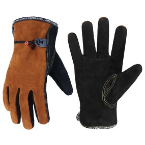Safety Garden Gloves Manufacturer - Premium Cowhide Leather Breathable Cotton Lining Adjustable Wrist