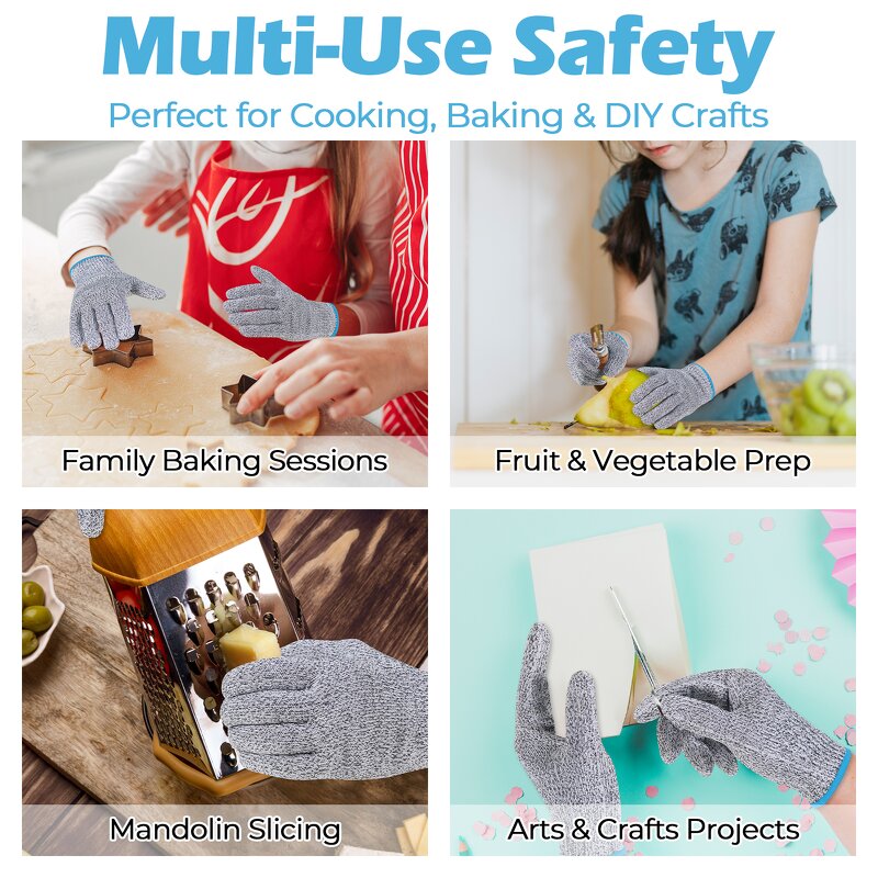 Food-Grade Work Gloves Manufacturer - Non-Slip Anti-Cut Youth 10-Needle Gray PE Yarn