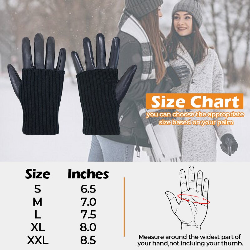 Women's Winter Gloves Factory - Hot Selling Black Breathable Goatskin Palm Back Touch Screen Warm Wool