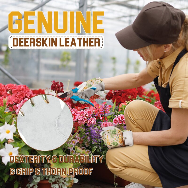 Women's Garden Gloves Manufacturer - Floral Design Breathable Anti-Slip Touch Screen Thorn-Proof Puncture-Resistant