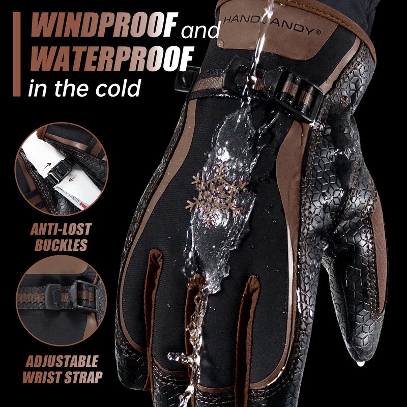 Cycling Winter Gloves Factory - Free Sample Brown Touchscreen Silicone Palm Anti-Slip Friendly Spandex Warm