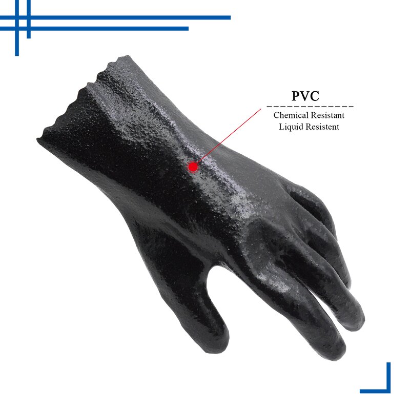 Chemical Resistant Gloves Supplier - CE Certified Non-slip Elbow Length PVC Coated Gauntlet