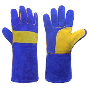 Welder Gloves Manufacturer - in Stock 14" Blue Heat Resistance Split Cowhide Tig