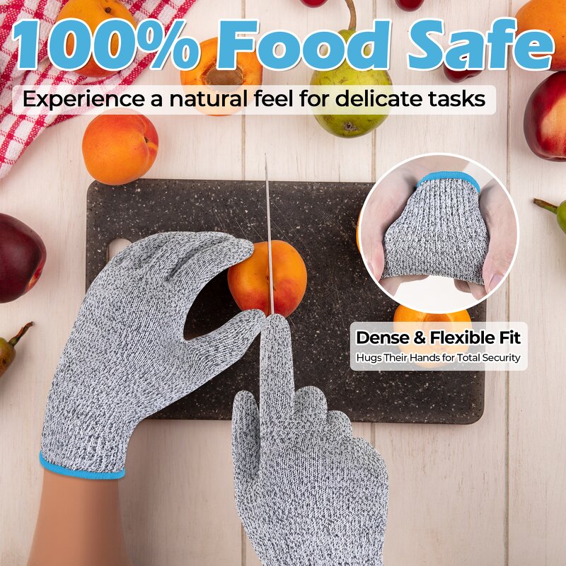 Food-Grade Work Gloves Manufacturer - Non-Slip Anti-Cut Youth 10-Needle Gray PE Yarn
