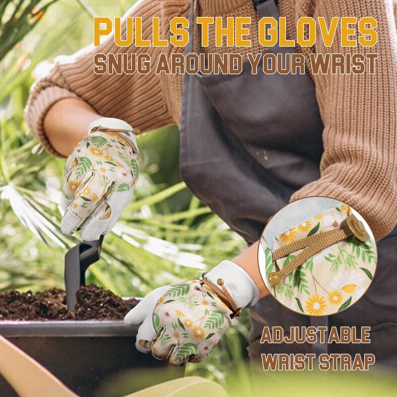 Women's Garden Gloves Manufacturer - Floral Design Breathable Anti-Slip Touch Screen Thorn-Proof Puncture-Resistant