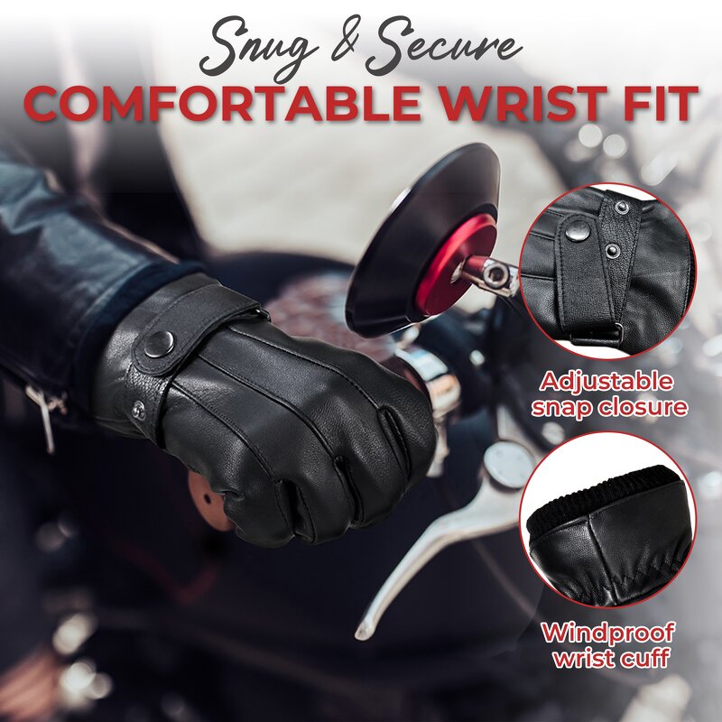 Winter Gloves Supplier - Black Goatskin Material Adjustable Snap Elastic Wrist Durable Breathable