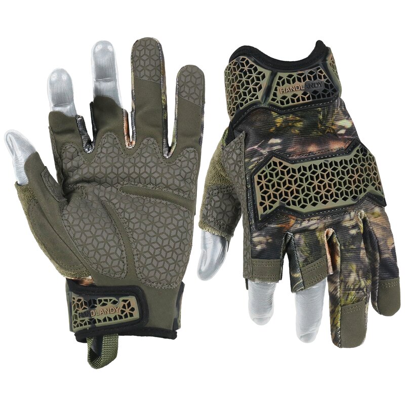 Tactical Gloves Supplier - Half Fingers Camo Hunting Touch Screen TPR Impact