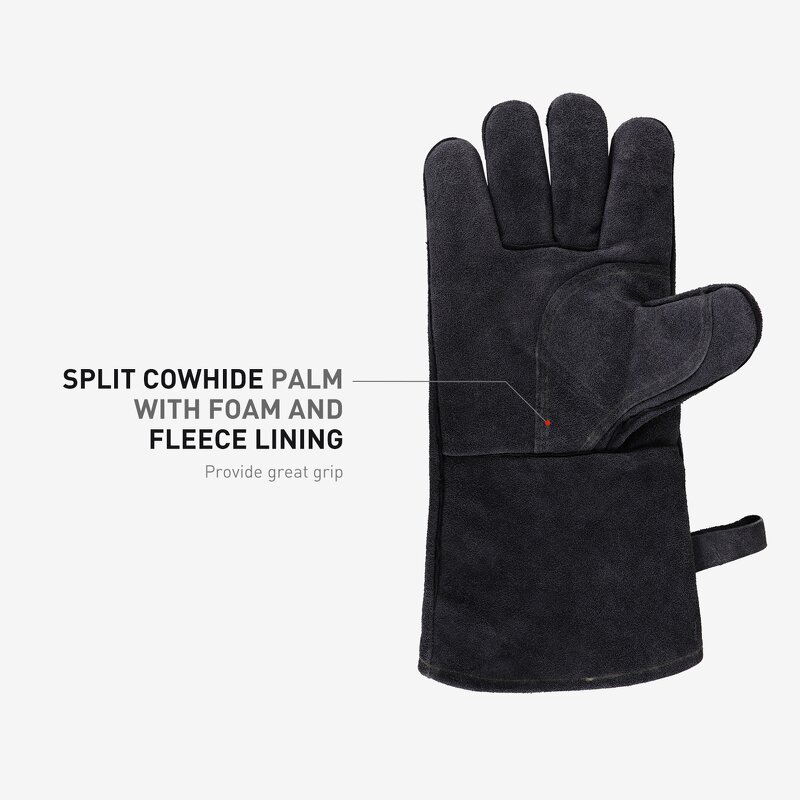 Welding Gloves Manufacturer - Factory Wholesale Black Split Cowhide Back Foam Palm Fleece Lining