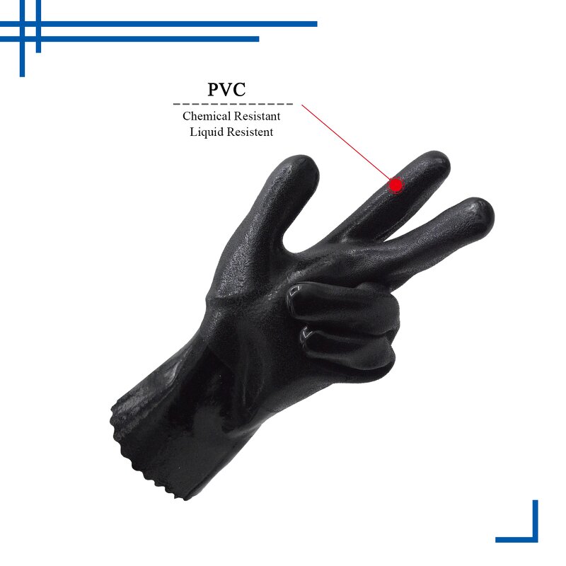 PVC Coated Gloves Manufacturer - Cotton Liner Waterproof Heavy Duty Chemical protection Fishing