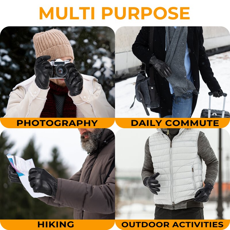 Women's Winter Gloves Supplier - New Design Black Goatskin Palm Back Polyester Fleece Lining Touch Screen