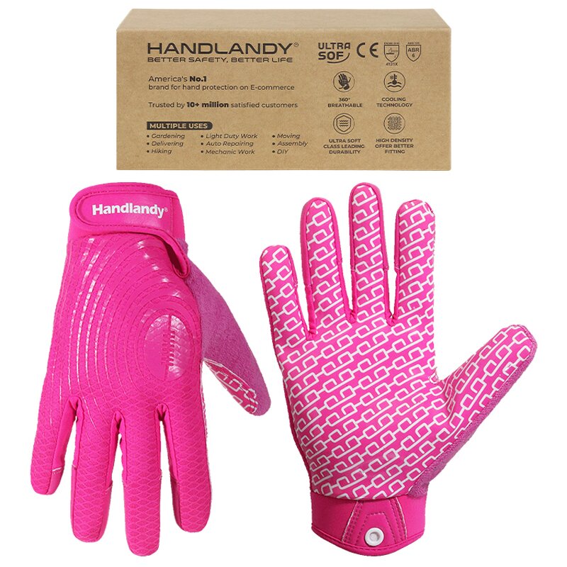 American Football Gloves Factory - Pink Synthetic Leather Silicone Coating Wholesale