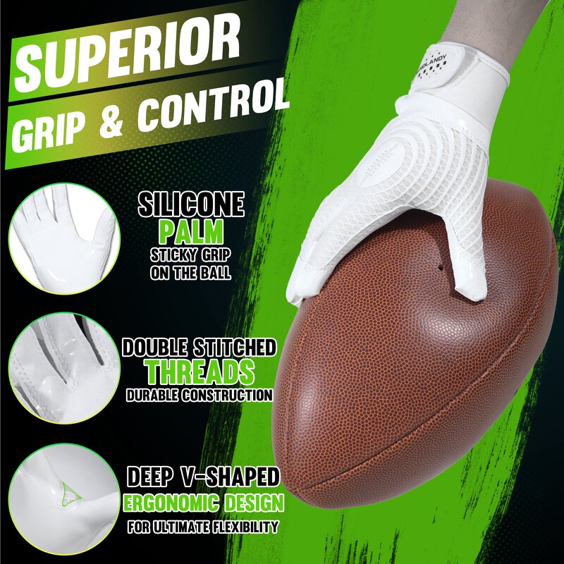 American Football Gloves Factory - Free Sample Silicone Palm Air Mesh Back Breathable Waterproof Durable