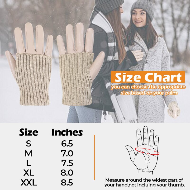 Women's Winter Gloves Manufacturer - New Design Brown Goatskin Palm Back Wool Lining Touch Wool Ribbed Cuffs
