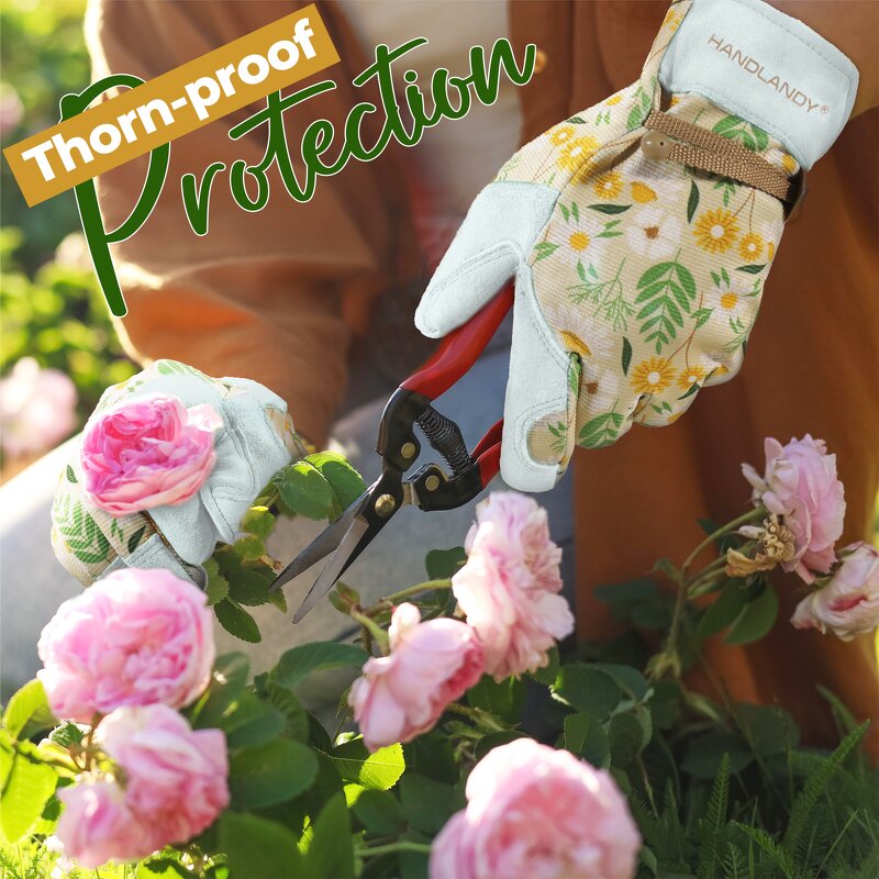 Gardening Gloves for Women Supplier - HDD Fabric Back Cowhide Palm Puncture Resistant Breathable Adjustable