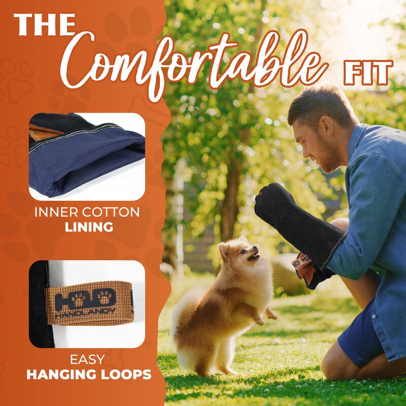 Pet Leather Gloves Supplier - Premium Material Cowhide Animal Handing Bite Proof Multipurpose