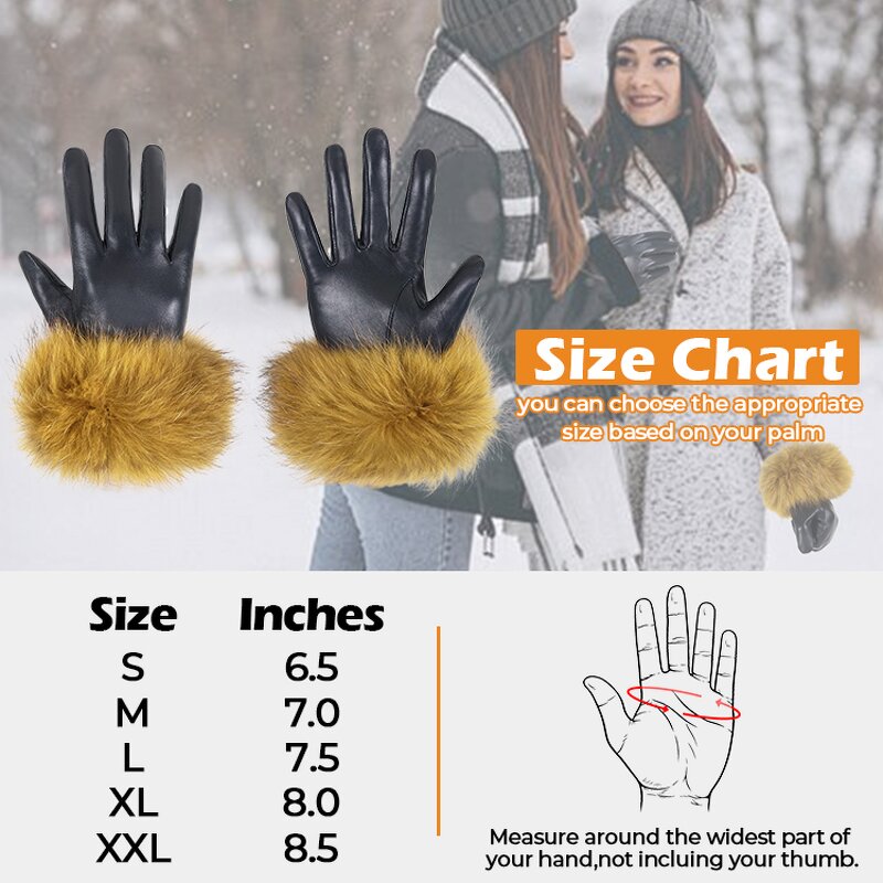 Women's Winter Gloves Supplier - Hot Selling Black Goatskin Palm Back Mink Fur Cuffs Hoodie Fabric Lining