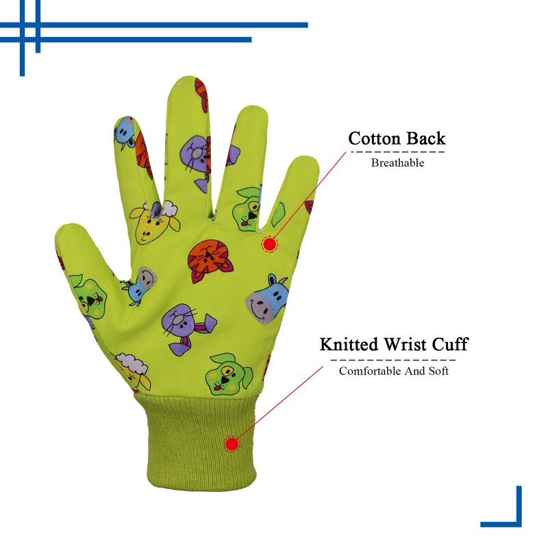 Kids Garden Gloves Factory - OEM ODM Breathable Flexible Cotton Colorful Lovely Printing Design Outdoor