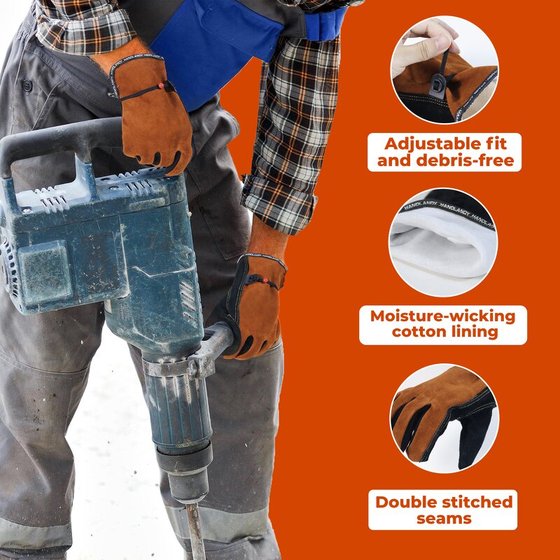 Safety Garden Gloves Manufacturer - Premium Cowhide Leather Breathable Cotton Lining Adjustable Wrist