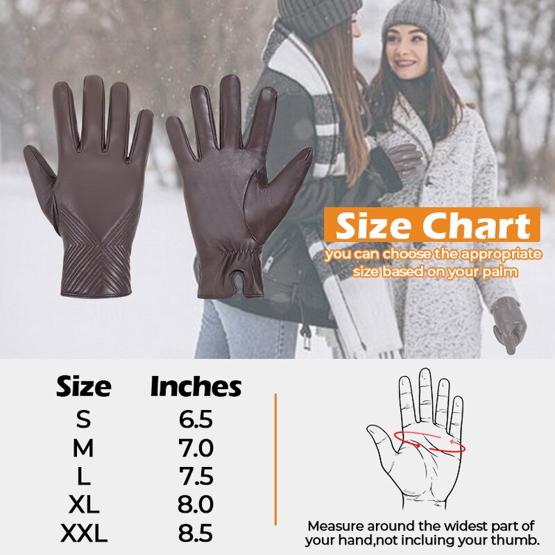 Women's Winter Gloves Supplier - Hot Selling Coffee Breathable Touch Screen Warm Short Fur Lining