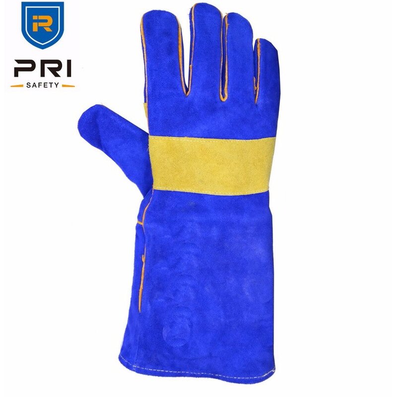 Welder Gloves Manufacturer - in Stock 14" Blue Heat Resistance Split Cowhide Tig