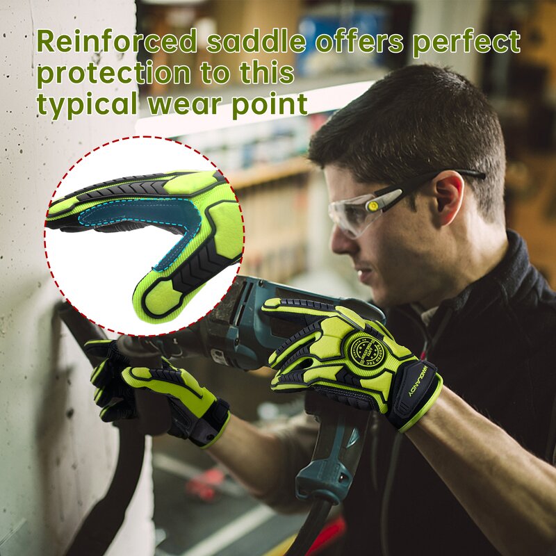 Mechanic Working Gloves Supplier - Green PVC Reinforced SBR Padding TPR Impact Protection