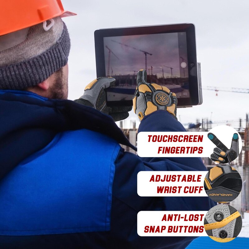 Heavy Duty Work Gloves Manufacturer - Custom Fleece Lining Water Repellent Anti Vibration TPR