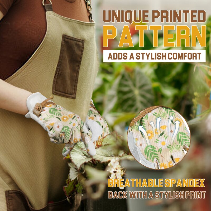 Women's Garden Gloves Manufacturer - Floral Design Breathable Anti-Slip Touch Screen Thorn-Proof Puncture-Resistant