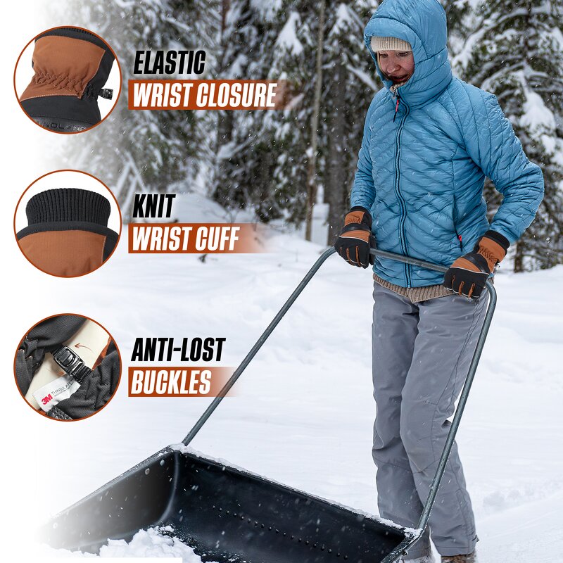 Winter Gloves Manufacturer - Black Waterproof Fabric Palm Coffee Back Elastic Wrist Closure Breathable