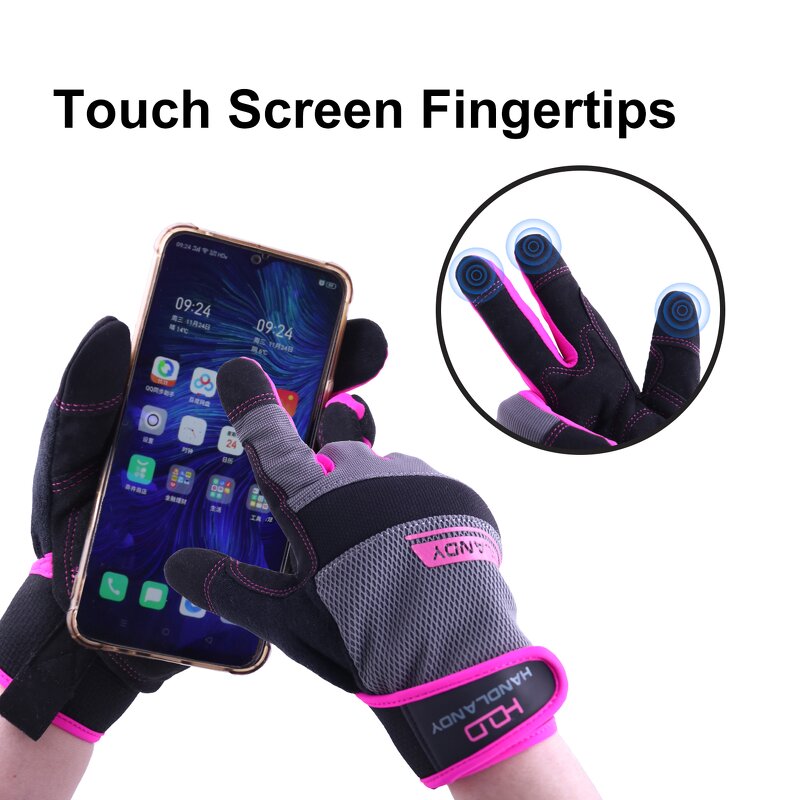 Mechanic Safety Gloves Factory - Pink Synthetic Leather Anti-slip for Woman