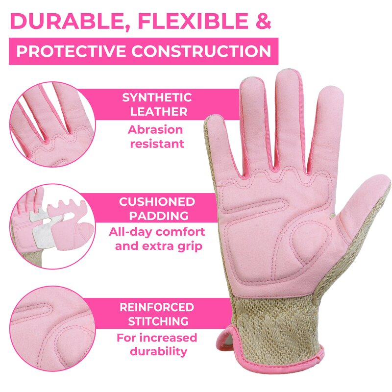 Work Garden Gloves Factory - Best Seller Synthetic Leather Palm Comfortable Padded Abrasion Resistance