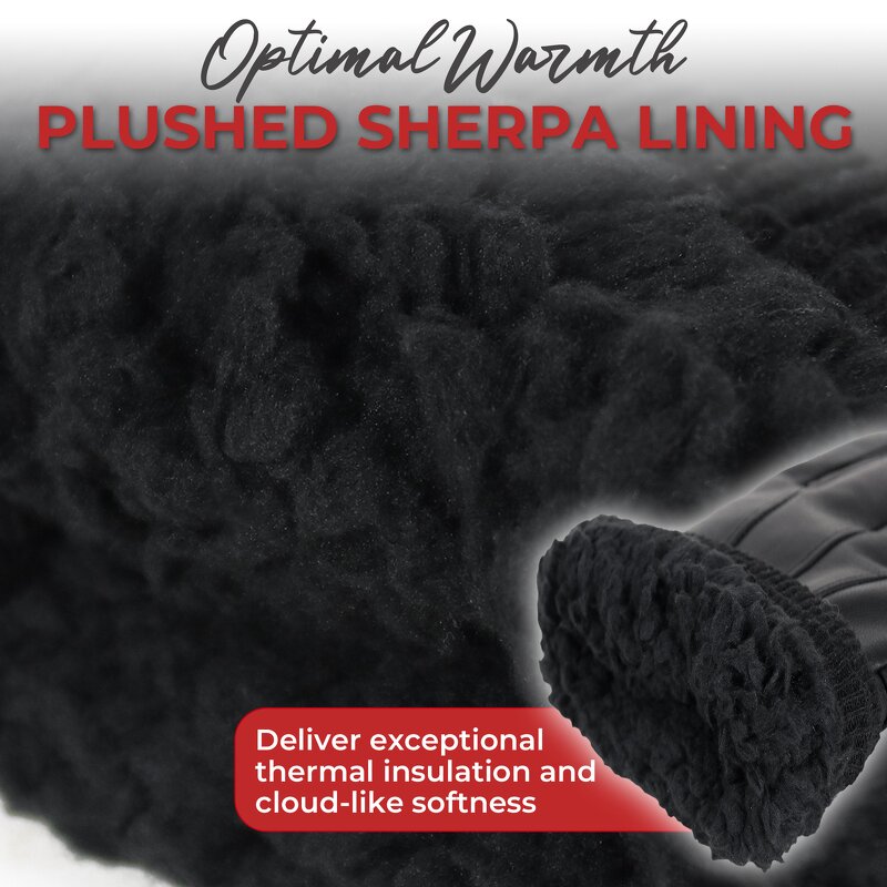 Winter Gloves Supplier - Black Goatskin Material Adjustable Snap Elastic Wrist Durable Breathable