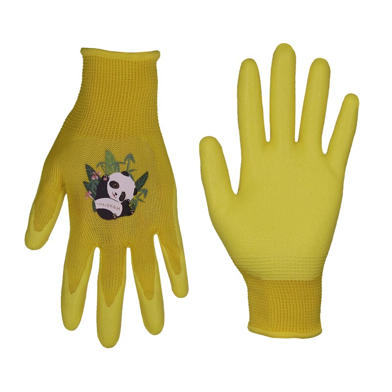 Kids Gardening Gloves Factory - Flexible Yellow Nitrile Coated Safety Work Gloves Accept Customized Logo