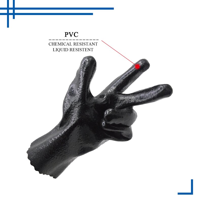 Chemical Resistant Gloves Supplier - CE Certified Non-slip Elbow Length PVC Coated Gauntlet