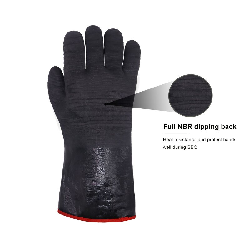 BBQ Gloves Factory - Forearm Protective 14" Black High Temperature Kitchen