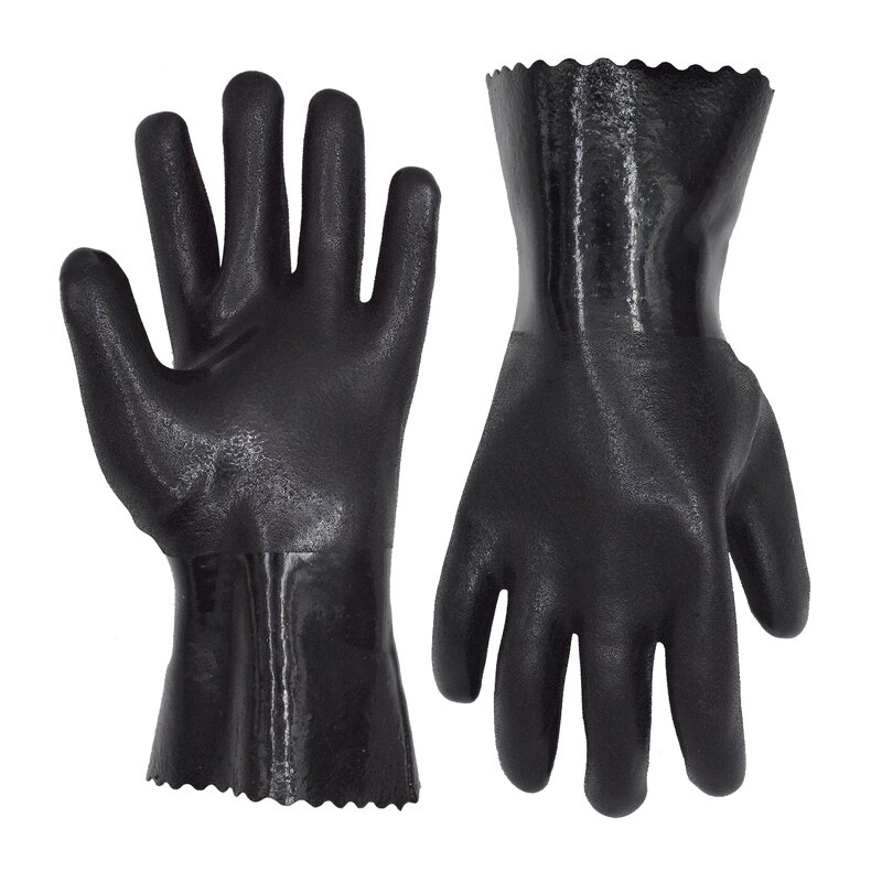PVC Coated Gloves Manufacturer - Cotton Liner Waterproof Heavy Duty Chemical protection Fishing
