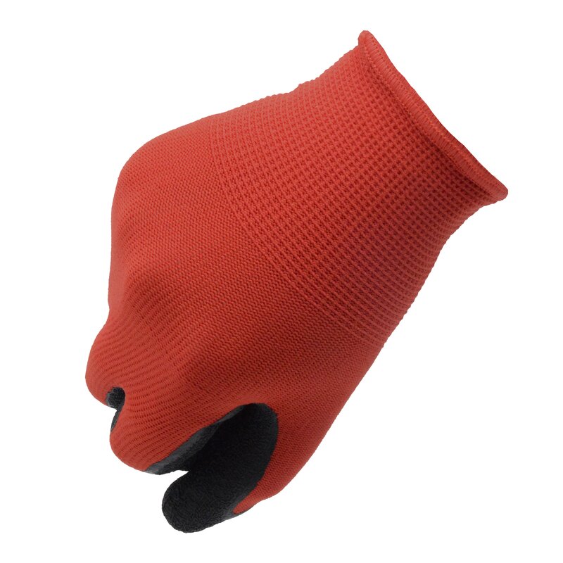 Gardening Gloves Supplier - Red Polyester Children Latex Wrinkles Safety Protective Knitted