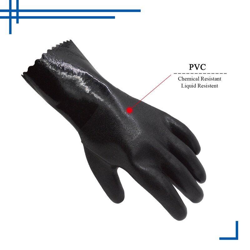 PVC Coated Gloves Manufacturer - Cotton Liner Waterproof Heavy Duty Chemical protection Fishing