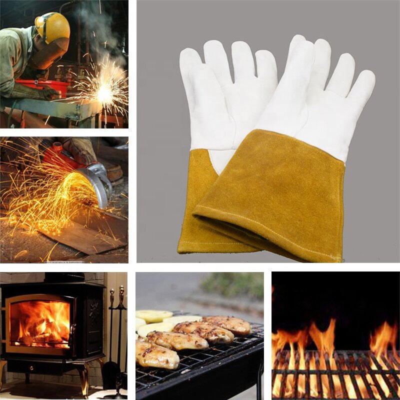 Welder Gloves Supplier - White Super Soft Home Tasks Metal Flash MIG Tig Goatskin Fire Resistant