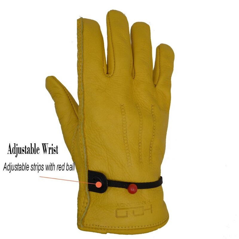 Cowhide Work Gloves Manufacturer - Yellow Grain Adjustable Reinforced Palm Forklift Truck Construction