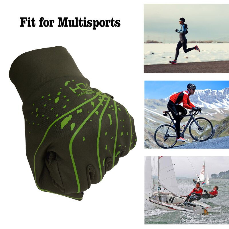 Outdoor Sports Gloves Supplier - Olive Green Windproof Rain Resistant Grip Cycling Touch Screen