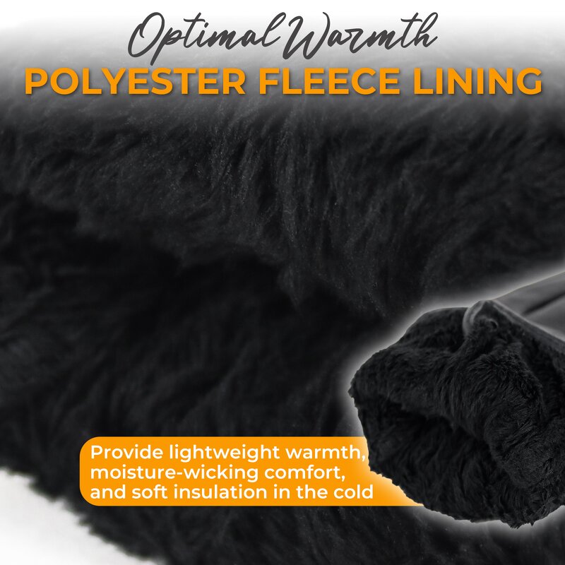 Women's Winter Gloves Supplier - New Design Black Goatskin Palm Back Polyester Fleece Lining Touch Screen